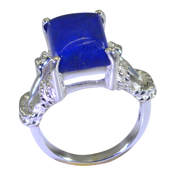 Lapis Lazuli Solitaire Latin American 925 Sterling Silver Blue Gemstone Eye catching Rope Wire Ring Jewellery