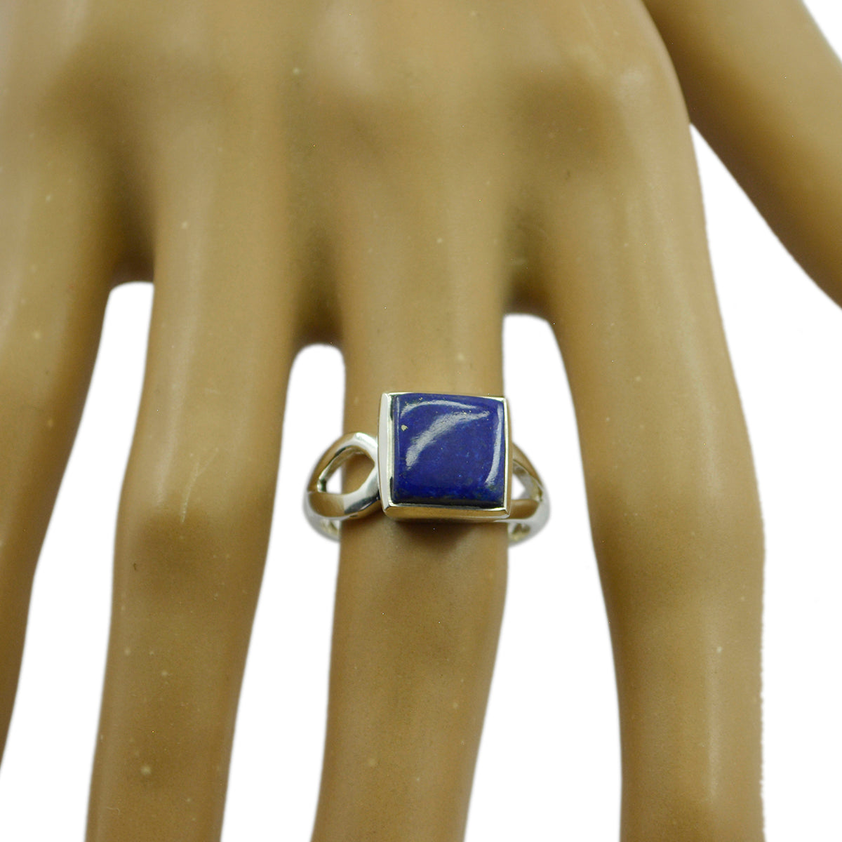Lapis Lazuli Solitaire French 925 Silver Blue Gemstone Mid weight Trendy Ring Jewellery