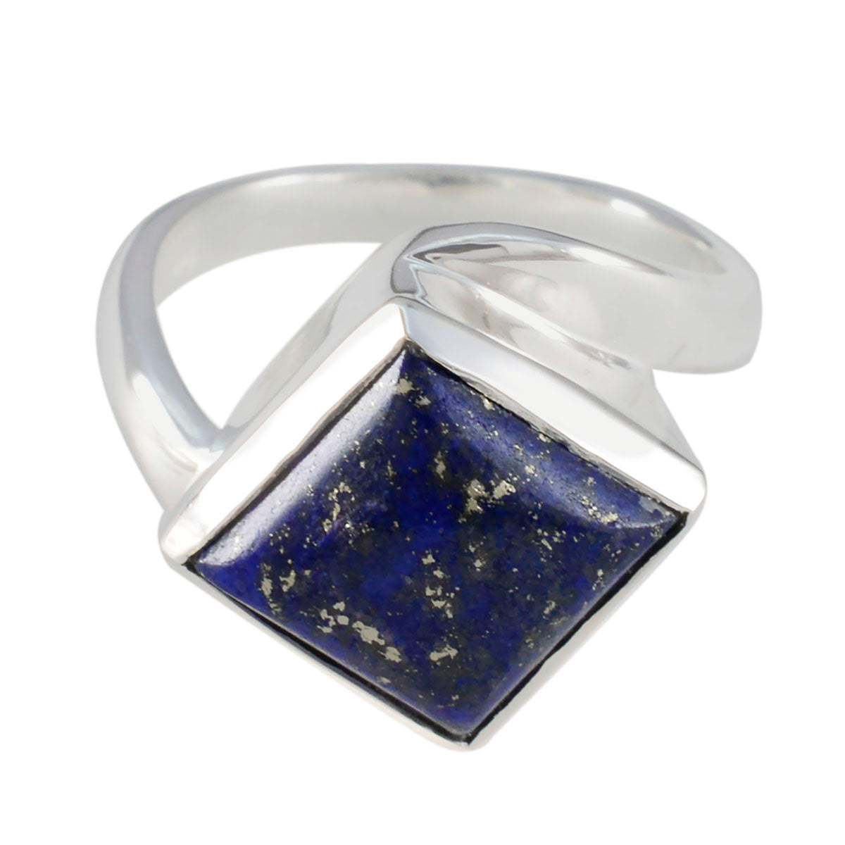Lapis Lazuli Solitaire Russian 92.5 Silver Blue Gemstones Essential Abstract Ring Jewelry Imagen principal del producto