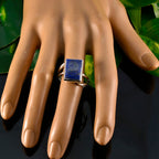 Lapis Lazuli Solitaire German 925 Silver Blue Gems Versatile Contemporary Ring Jewelry