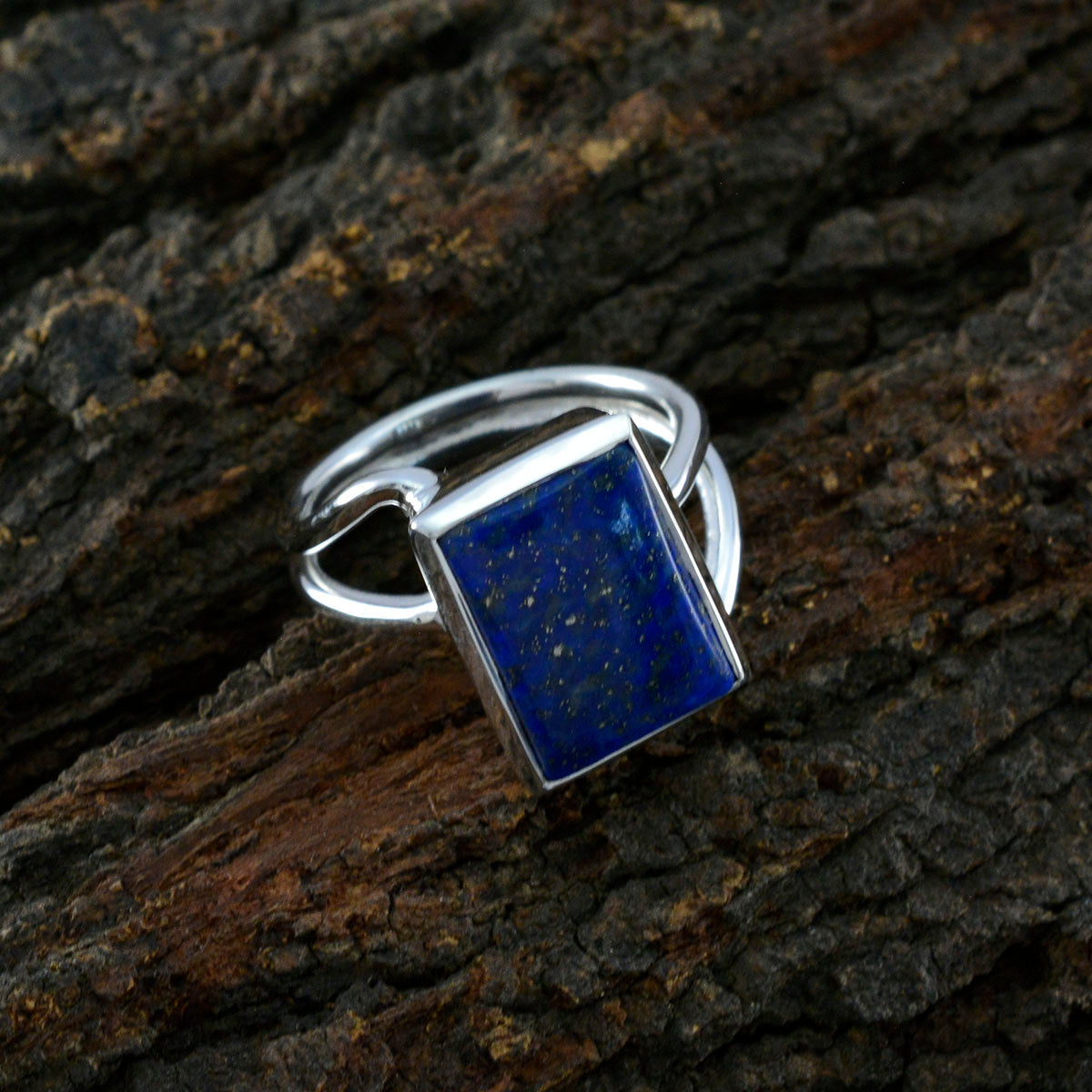 Lapis Lazuli Solitaire German 925 Silver Blue Gems Versatile Contemporary Ring Jewelry
