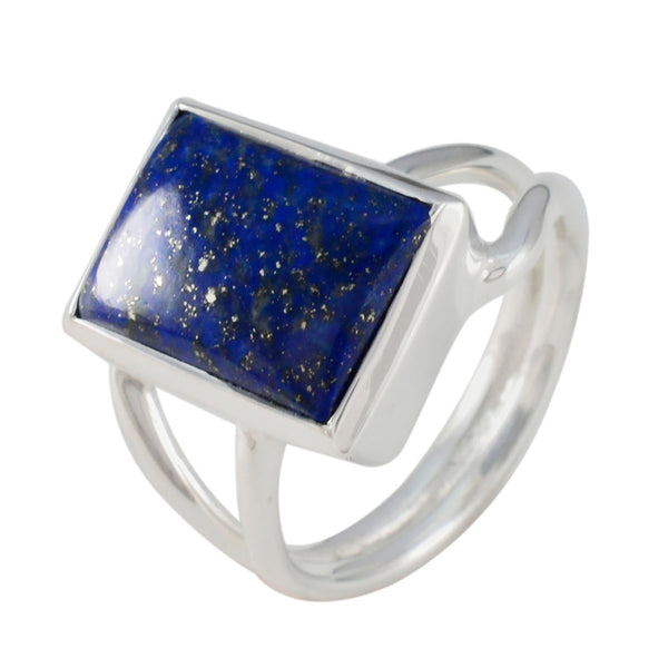 Lapis Lazuli Solitaire German 925 Silver Blue Gems Versatile Contemporary Ring Jewelry