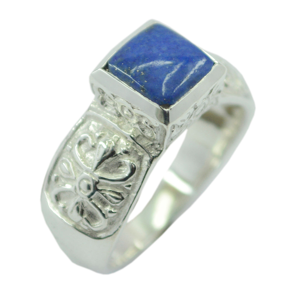 Lapis Lazuli Solitaire Moroccan 92.5 Silver Blue Gems Eye catching Art Deco Ring Jewelry Imagen principal del producto