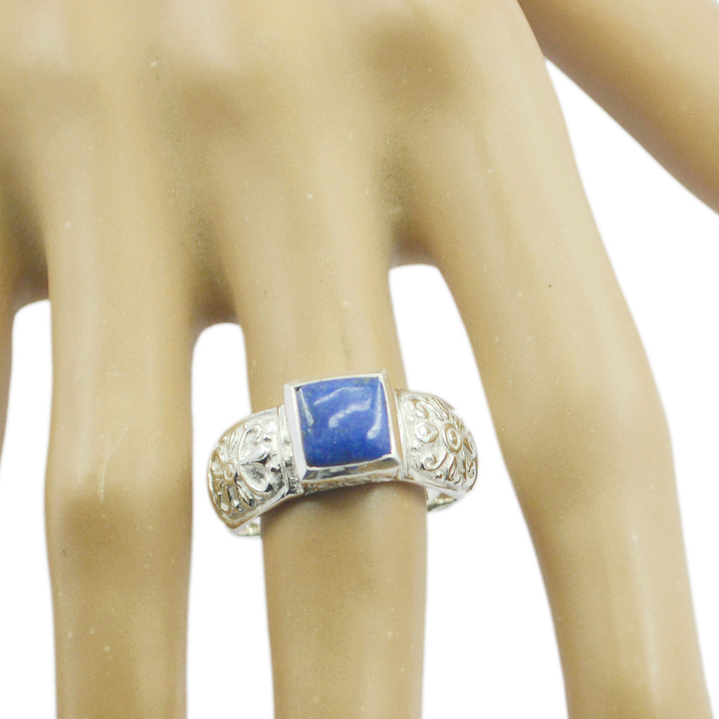 Lapis Lazuli Solitaire Moroccan 92.5 Silver Blue Gems Eye catching Art Deco Ring Jewelry