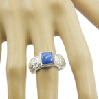 Lapis Lazuli Solitaire Moroccan 92.5 Silver Blue Gems Eye catching Art Deco Ring Jewelry