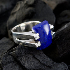 Lapis Lazuli Solitaire Spanish Silver Blue Gemstone Chunky Signet Ring Jewelry
