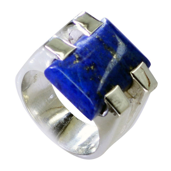 Lapis Lazuli Solitaire Spanish Silver Blue Gemstone Chunky Signet Ring Jewelry