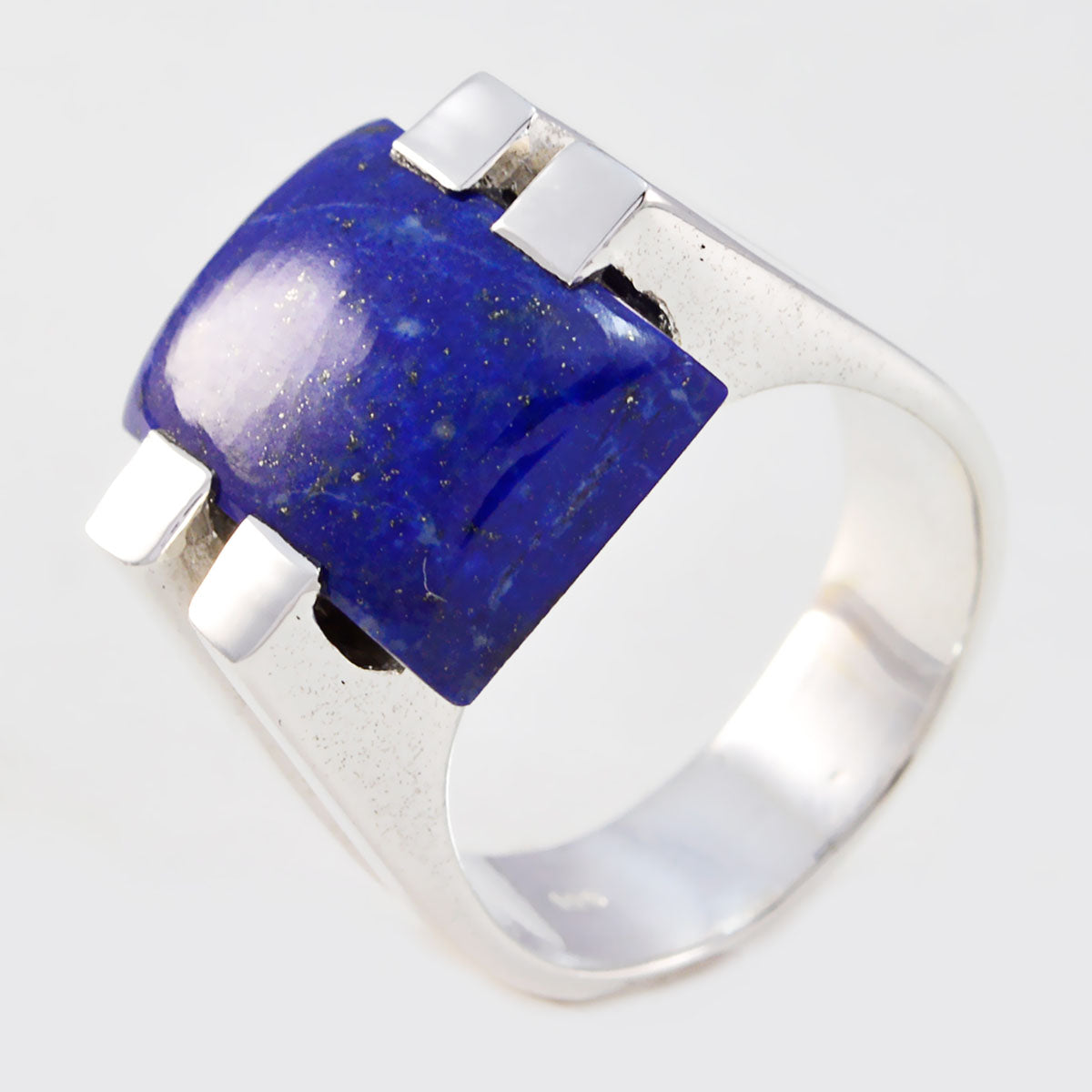Lapis Lazuli Solitaire Spanish Silver Blue Gemstone Chunky Signet Ring Jewelry