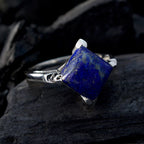 Lapis Lazuli Solitaire Russian Silver Blue Gemstones Slim Sophisticated Ring Jewelry