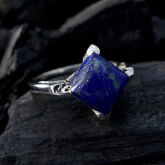 Lapis Lazuli Solitaire Russian Silver Blue Gemstones Slim Sophisticated Ring Jewelry