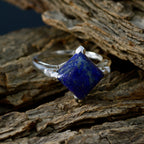 Lapis Lazuli Solitaire Russian Silver Blue Gemstones Slim Sophisticated Ring Jewelry