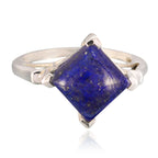 Lapis Lazuli Solitaire Russian Silver Blue Gemstones Slim Sophisticated Ring Jewelry