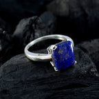 Lapis Lazuli Solitaire Indian Sterling Silver Blue Gemstones Minimal Feminine Ring Jewelry