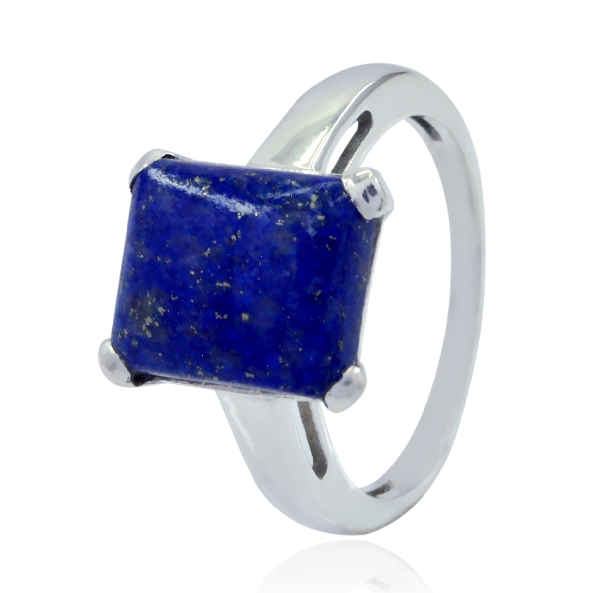 Lapis Lazuli Solitaire Indian Sterling Silver Blue Gemstones Minimal Feminine Ring Jewelry