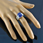 Lapis Lazuli Solitaire German 925 Sterling Silver Blue Gems Mid weight Luxurious Ring Jewelry