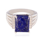 Lapis Lazuli Solitaire German 925 Sterling Silver Blue Gems Mid weight Luxurious Ring Jewelry