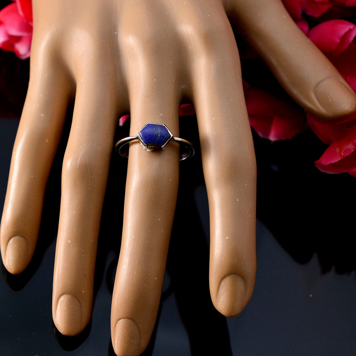 Lapis Lazuli Solitaire Turkish Sterling Silver Blue Gemstones Dainty Artisan Ring Jewelry