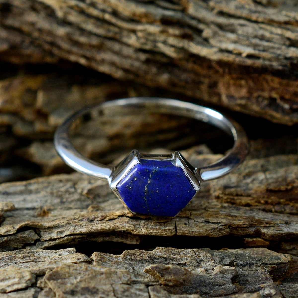 Lapis Lazuli Solitaire Turkish Sterling Silver Blue Gemstones Dainty Artisan Ring Jewelry