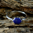 Lapis Lazuli Solitaire Turkish Sterling Silver Blue Gemstones Dainty Artisan Ring Jewelry