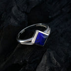Lapis Lazuli Solitaire Korean Sterling Silver Blue Gems Dainty Contemporary Ring Jewelry