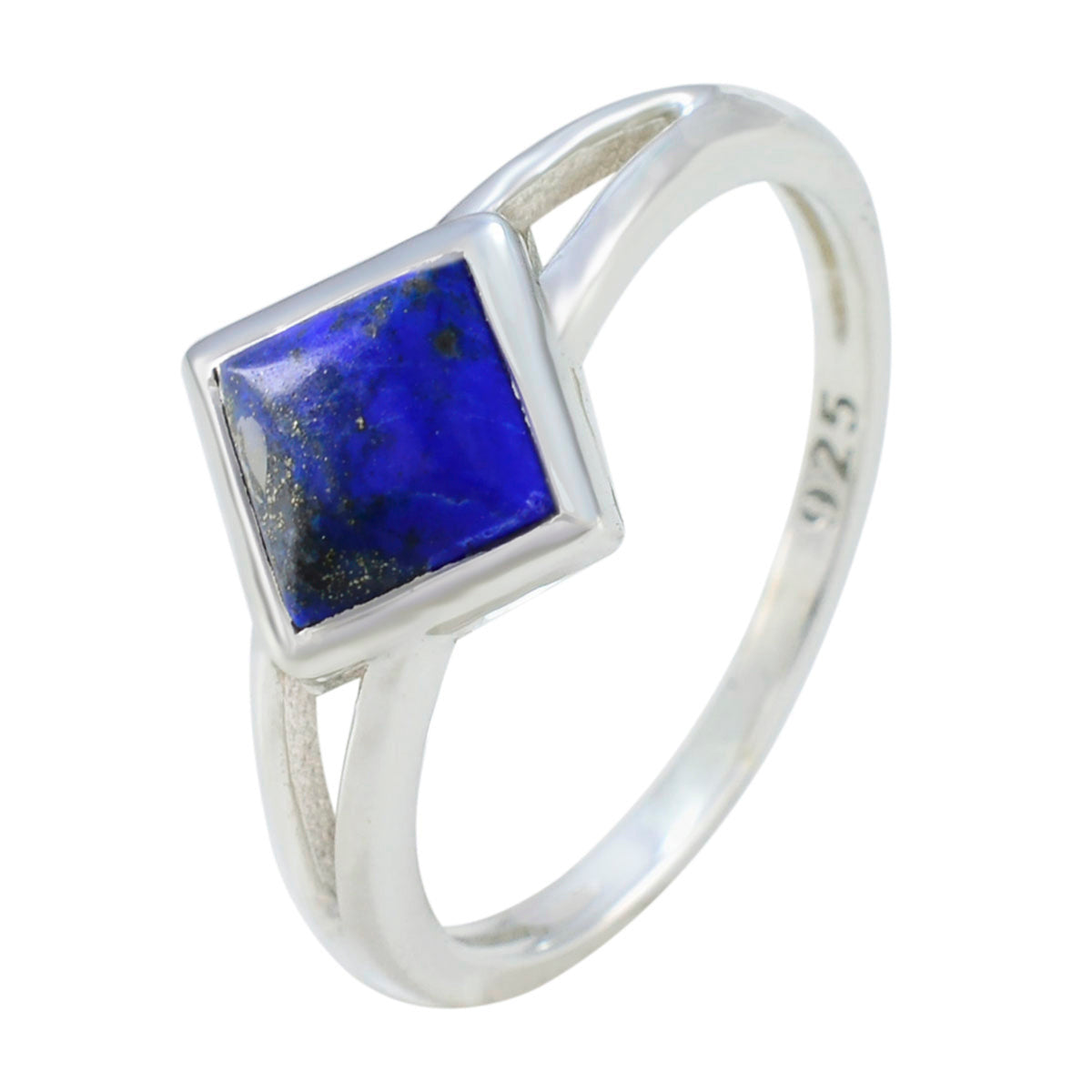 Lapis Lazuli Solitaire Korean Sterling Silver Blue Gems Dainty Contemporary Ring Jewelry