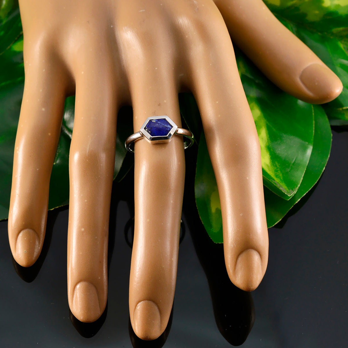 Lapis Lazuli Solitaire Japanese 925 Sterling Silver Blue Gemstone Dainty Fairytale Ring Jewelry