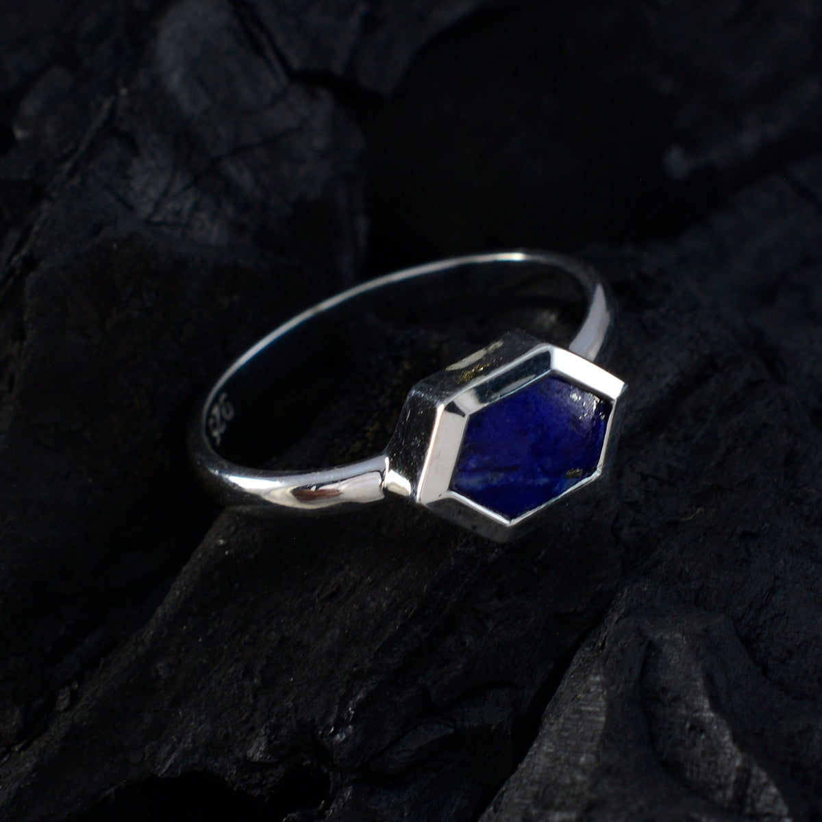 Lapis Lazuli Solitaire Japanese 925 Sterling Silver Blue Gemstone Dainty Fairytale Ring Jewelry