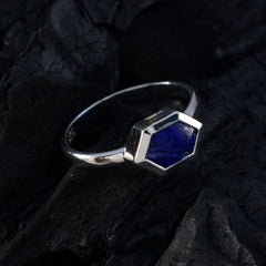 Lapis Lazuli Solitaire Japanese 925 Sterling Silver Blue Gemstone Dainty Fairytale Ring Jewelry