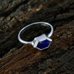 Lapis Lazuli Solitaire Japanese 925 Sterling Silver Blue Gemstone Dainty Fairytale Ring Jewelry