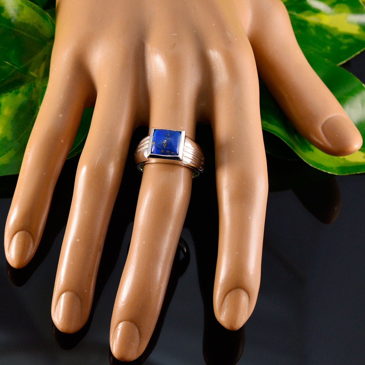 Lapis Lazuli Solitaire Egyptian 925 Silver Blue Gemstones Classic Graceful Ring Jewellery