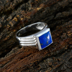Lapis Lazuli Solitaire Egyptian 925 Silver Blue Gemstones Classic Graceful Ring Jewellery