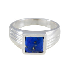Lapis Lazuli Solitaire Egyptian 925 Silver Blue Gemstones Classic Graceful Ring Jewellery