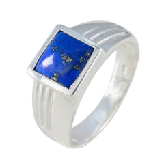 Lapis Lazuli Solitaire Egyptian 925 Silver Blue Gemstones Classic Graceful Ring Jewellery
