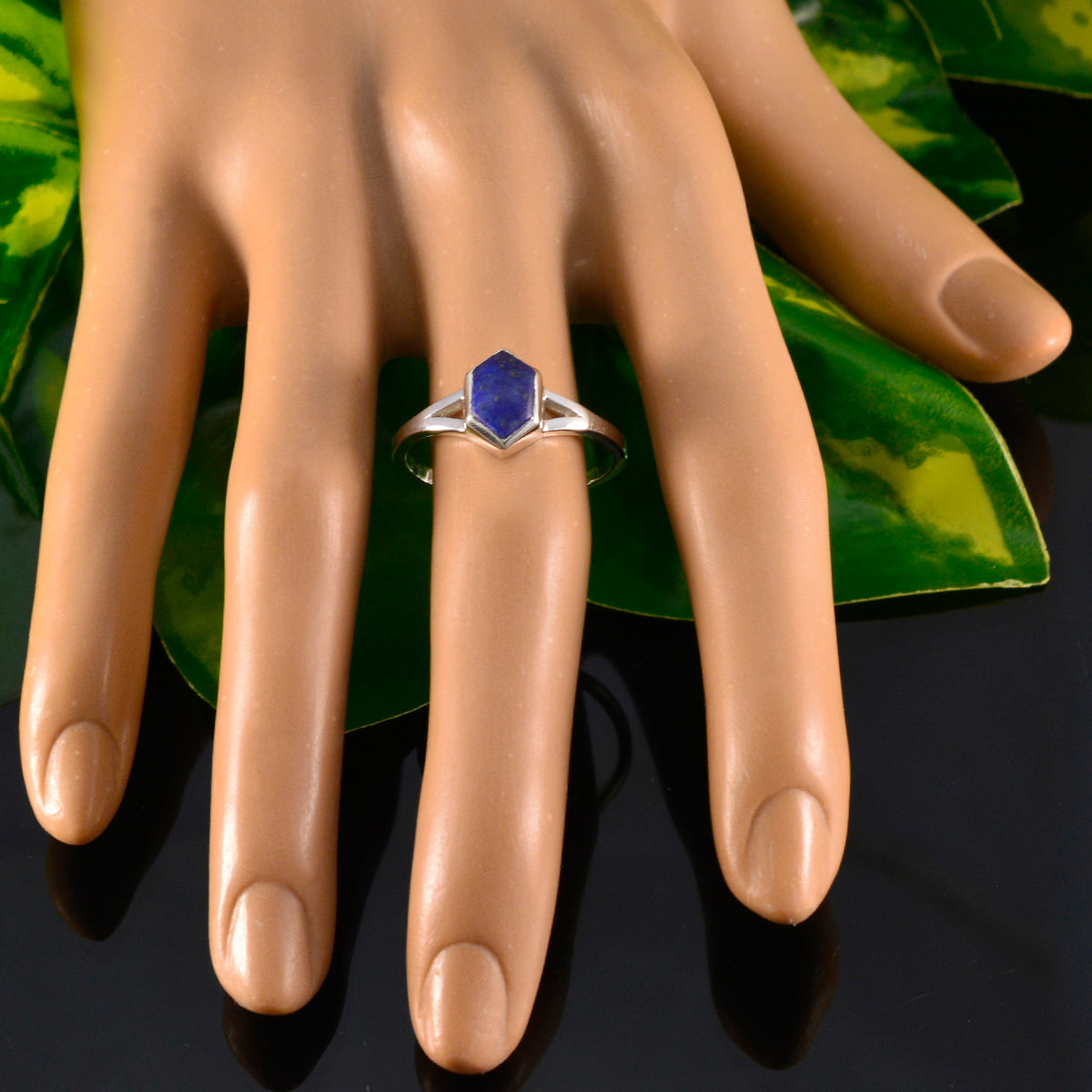 Lapis Lazuli Solitaire Korean Silver Blue Gemstones Whisper thin Feminine Ring Jewellery