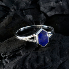 Lapis Lazuli Solitaire Korean Silver Blue Gemstones Whisper thin Feminine Ring Jewellery