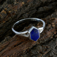 Lapis Lazuli Solitaire Korean Silver Blue Gemstones Whisper thin Feminine Ring Jewellery
