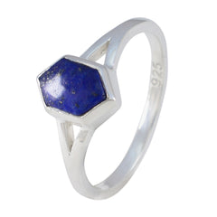 Lapis Lazuli Solitaire Korean Silver Blue Gemstones Whisper thin Feminine Ring Jewellery