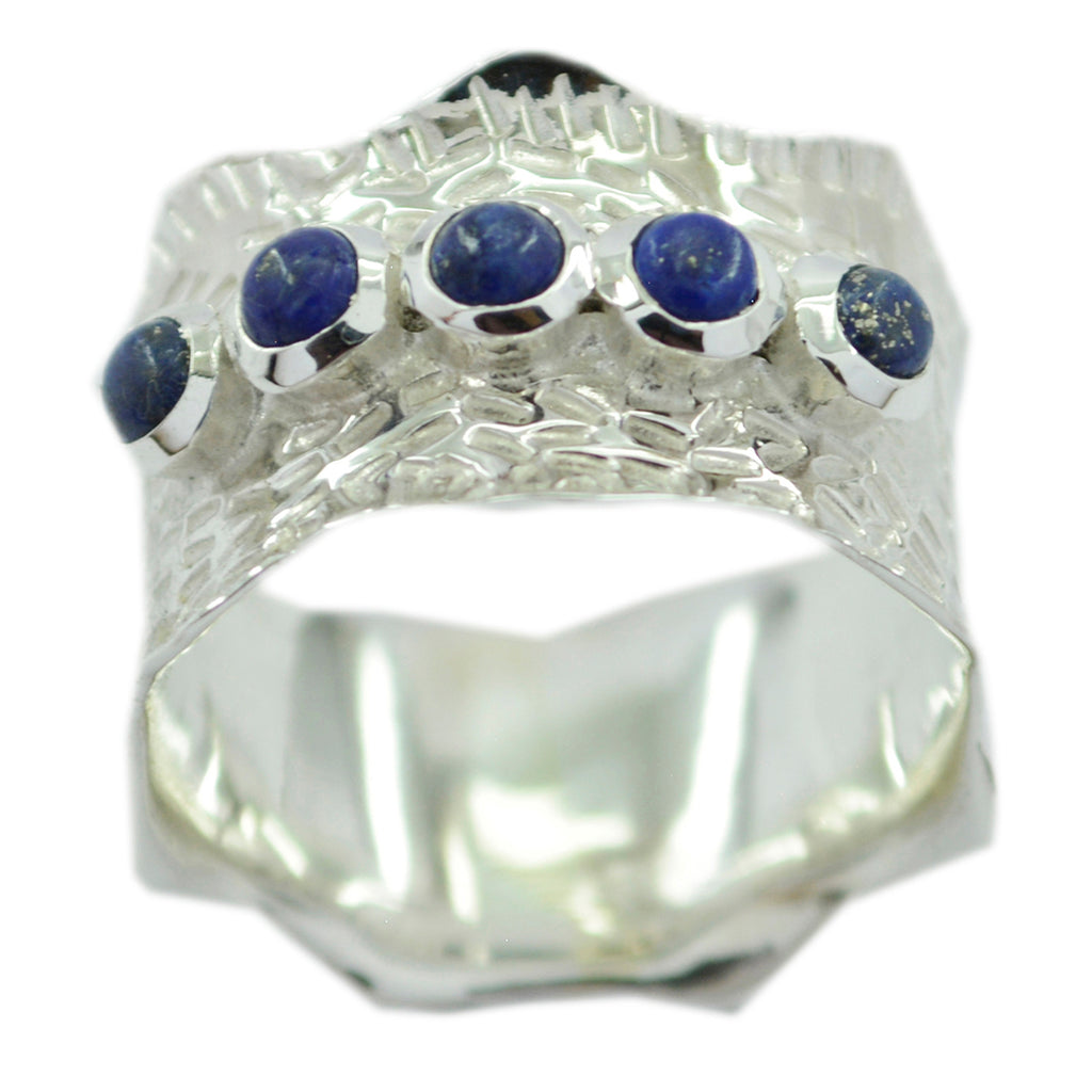 Lapis Lazuli Penta German 925 Silver Blue Gemstone Mid weight Vintage Band Jewelry