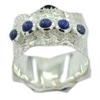 Lapis Lazuli Penta German 925 Silver Blue Gemstone Mid weight Vintage Band Jewelry