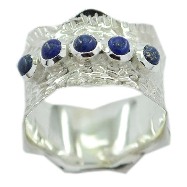 Lapis Lazuli Penta German 925 Silver Blue Gemstone Mid weight Vintage Band Jewelry