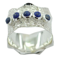 Lapis Lazuli Penta German 925 Silver Blue Gemstone Mid weight Vintage Band Jewelry