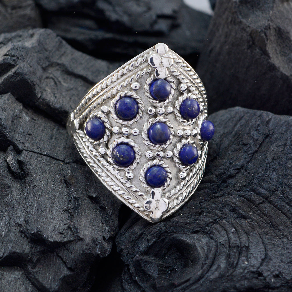Lapis Lazuli multiple Indian 925 Sterling Silver Blue Gemstones Edgy Heritage Ring Jewelry