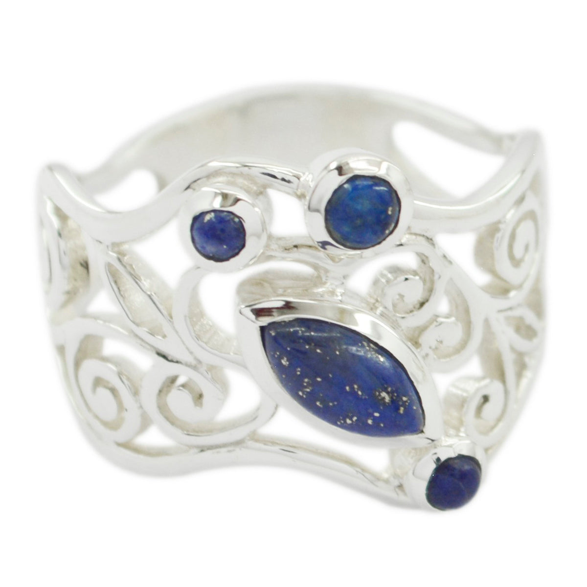 Lapis Lazuli quarter Middle Eastern Sterling Silver Blue Gemstone Essential  Filigree Ring Jewellery