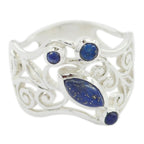 Lapis Lazuli quarter Middle Eastern Sterling Silver Blue Gemstone Essential  Filigree Ring Jewellery