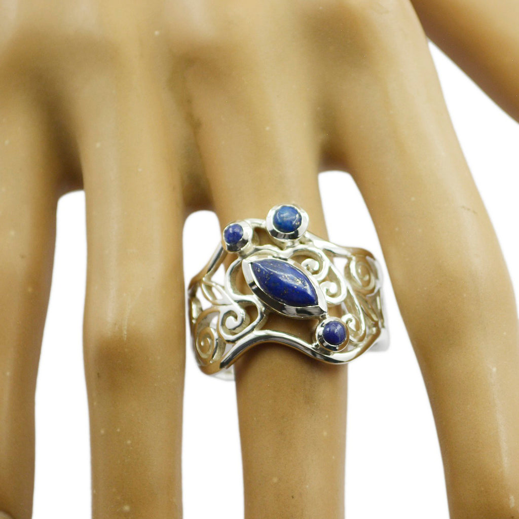 Lapis Lazuli quarter Middle Eastern Sterling Silver Blue Gemstone Essential  Filigree Ring Jewellery