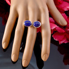 Lapis Lazuli Toi et Moi Russian 925 Silver Blue Gemstone Eye catching Abstract Ring Jewellery
