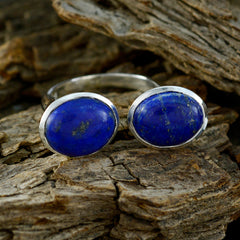 Lapis Lazuli Toi et Moi Russian 925 Silver Blue Gemstone Eye catching Abstract Ring Jewellery