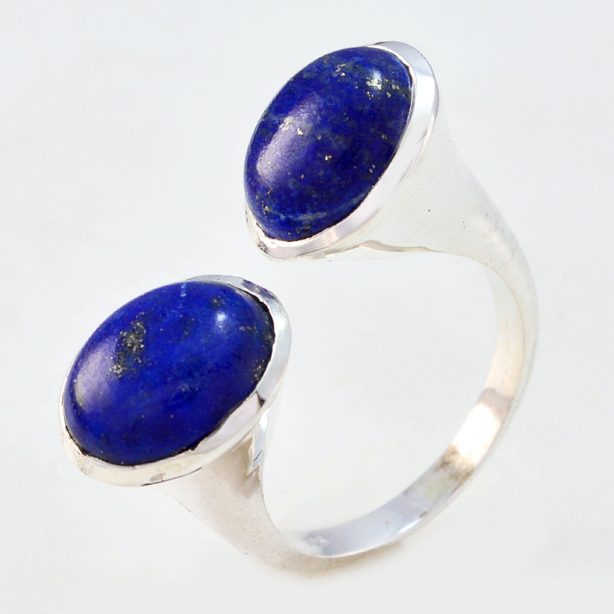 Lapis Lazuli Toi et Moi Russian 925 Silver Blue Gemstone Eye catching Abstract Ring Jewellery