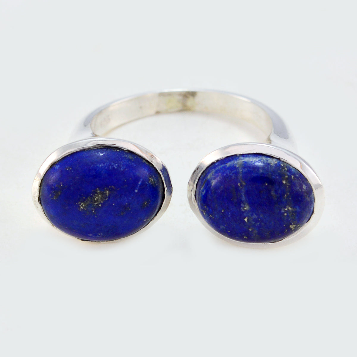 Toi et Moi, anello astratto accattivante con pietra preziosa blu in argento 925 russo e lapislazzuli Immagine secondaria del prodotto