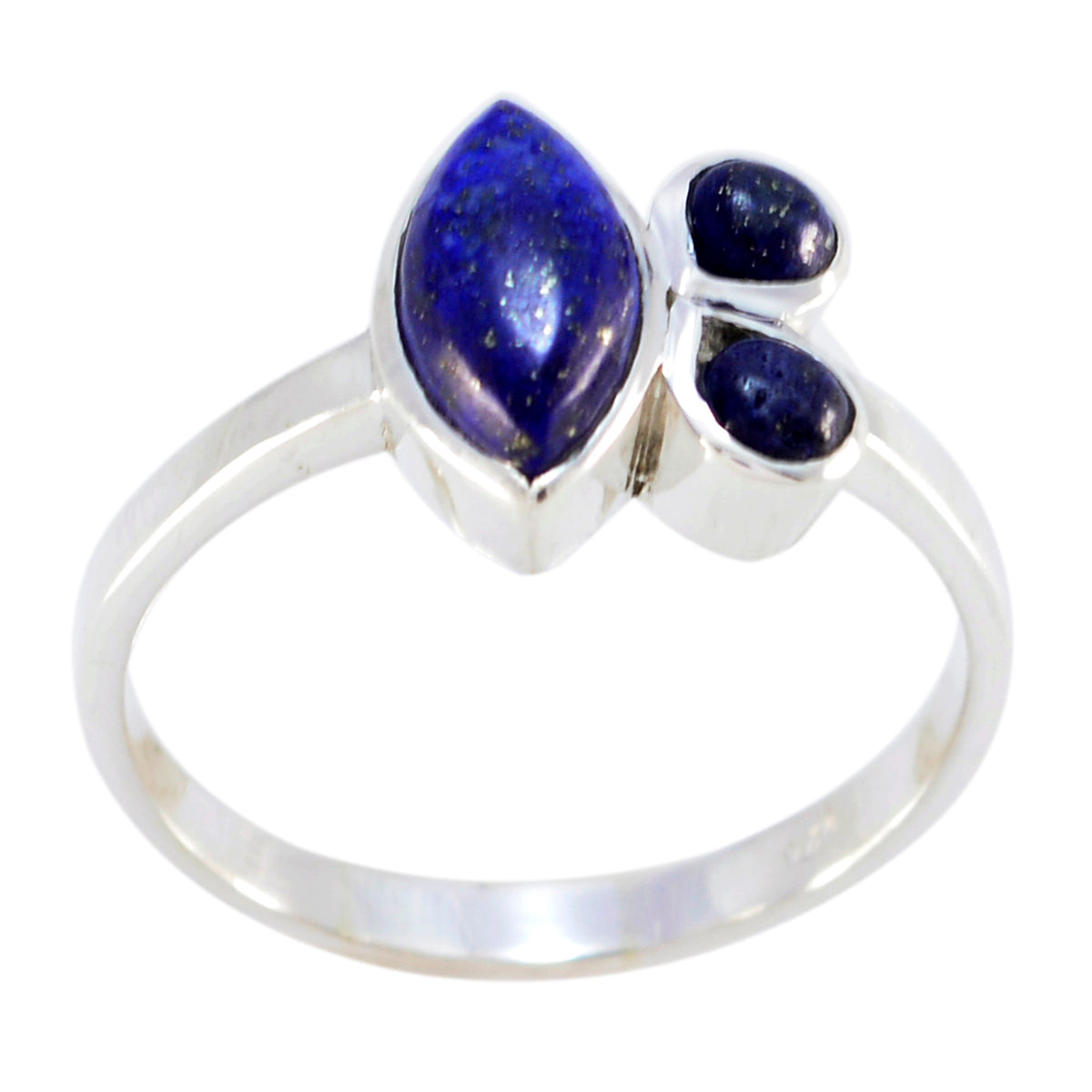 Lapis Lazuli Trilogy Egyptian Silver Blue Gemstone Slim Artisan Ring Jewelry Huvudsaklig produktbild